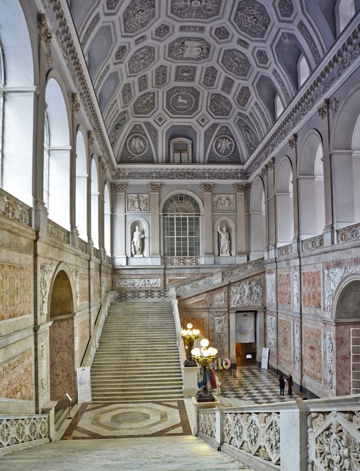 Interior of the ancient royal palace, now a historical museum in Naples, Italy