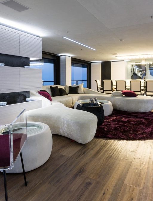Beautiful Mauro Izzo designed interior on board 'Ocean Paradise'