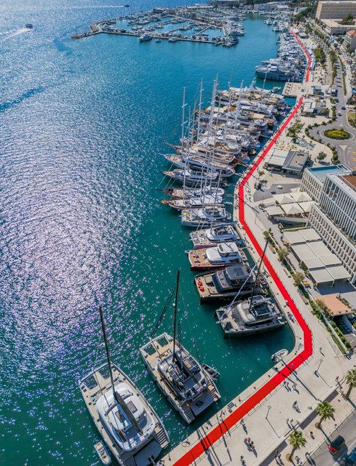 CROYA Charter Show aerial view of superyacht charters berthed