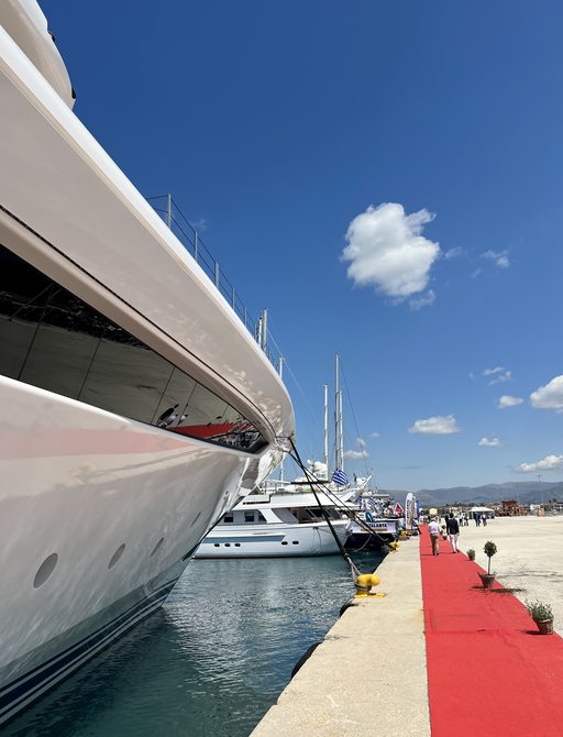 superyacht O'Pari at the Mediterranean boat show in Nafplion