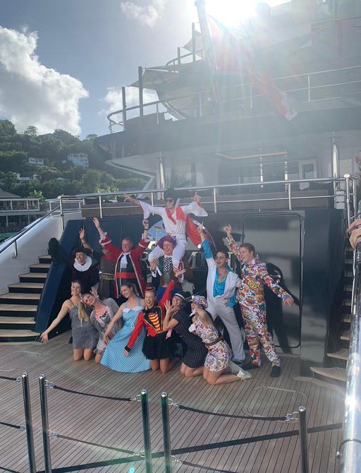 Crew on charter yacht TRIUMPH in fancy dress at the Antigua Charter Show 2021