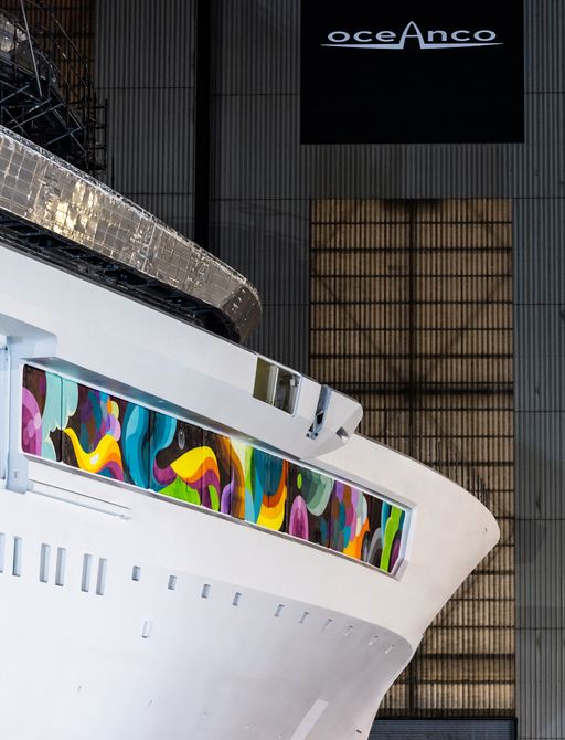 Colourful artwork on hull of yacht
