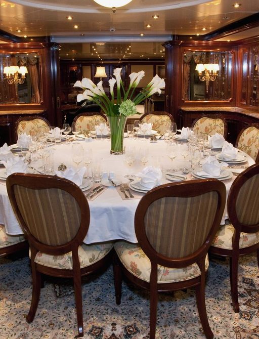 luxury yacht TITANIA's dining room