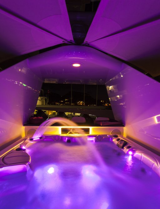 The backlit Jacuzzi on board superyacht ATTITUDE