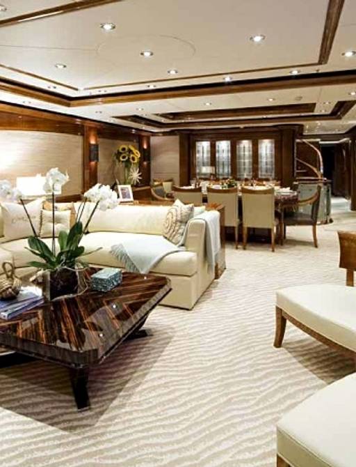 luxury motor yacht VIVA MAS main salon with entertainment system