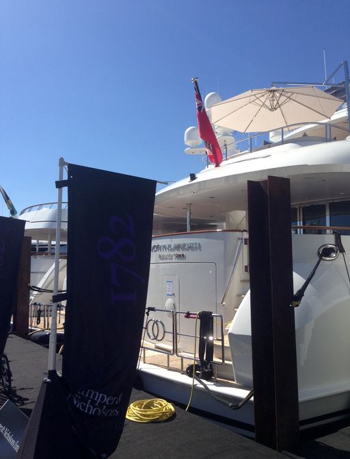 superyachts attending the benetti stand at the superyachts being polished ready for the Fort Lauderdale Boat Show 2014 