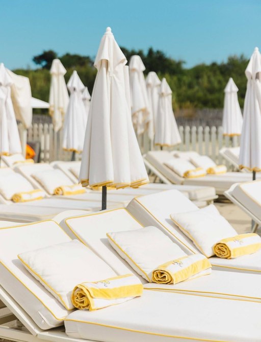 Loungers and parasols at Loulou St Tropez