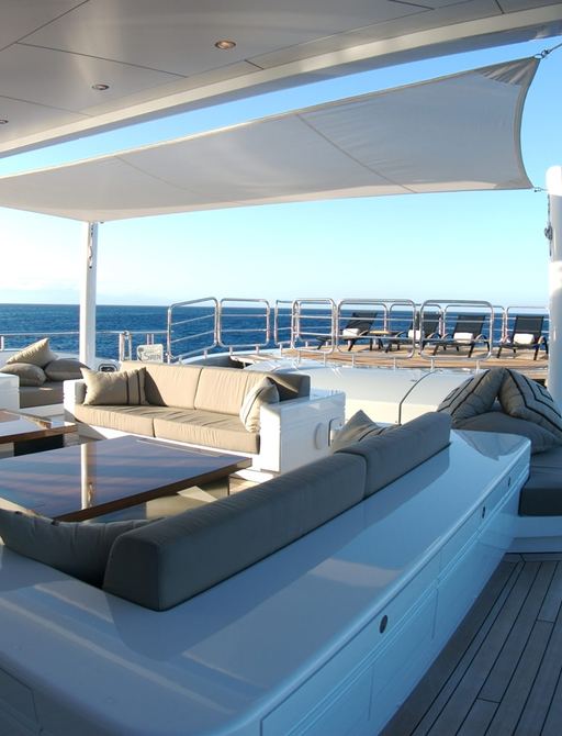 Expansive sundeck on charter yacht SIREN
