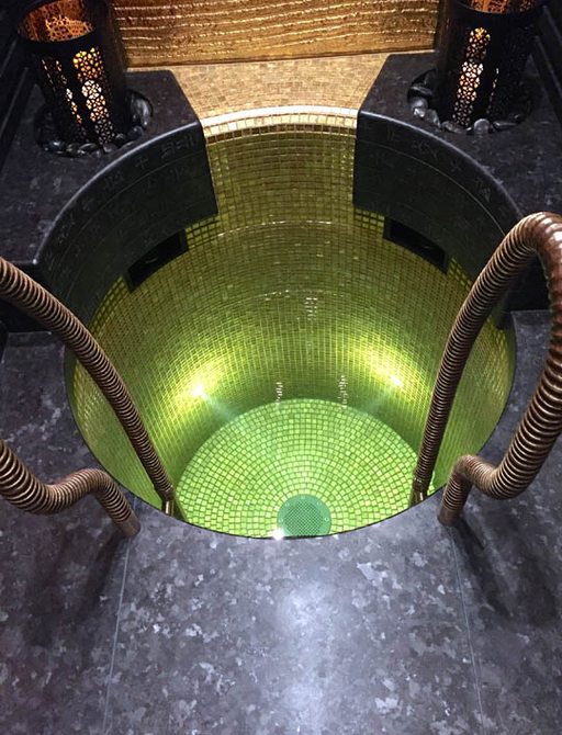 The green tile plunge pool on board superyacht KISMET