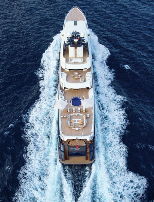 Aerial shot of superyacht TRANQUILITY