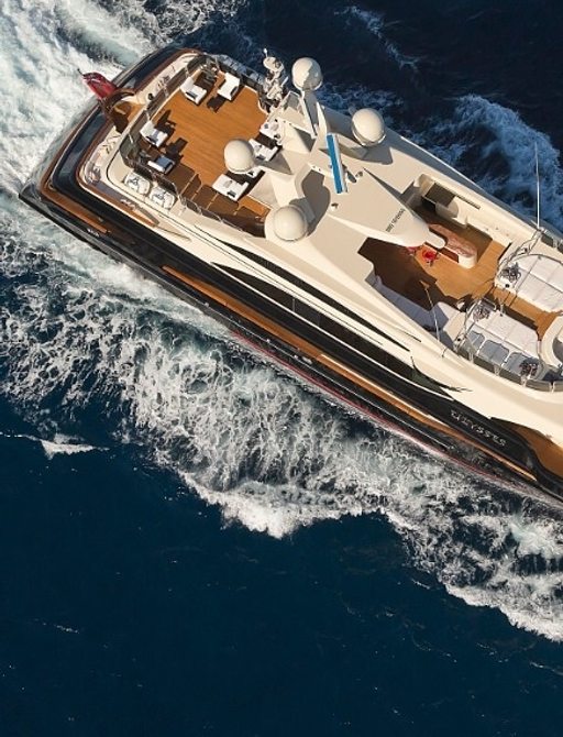 an overhead shot of the aft section of luxury yacht ULYSSES 
