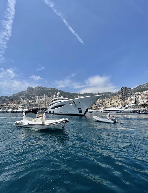 A tender ferrying yacht charter guests ashore at the Monaco Grand Prix 2022 