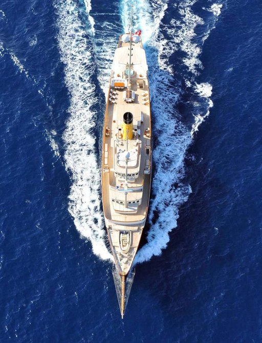 An ariel view of superyacht NERO