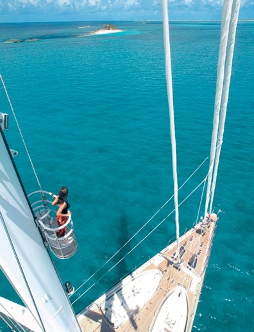 A view from the crow's nest on board SY Spirit of the Seas