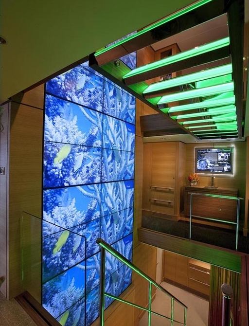 video wall on board charter yacht ‘Big Fish’ 