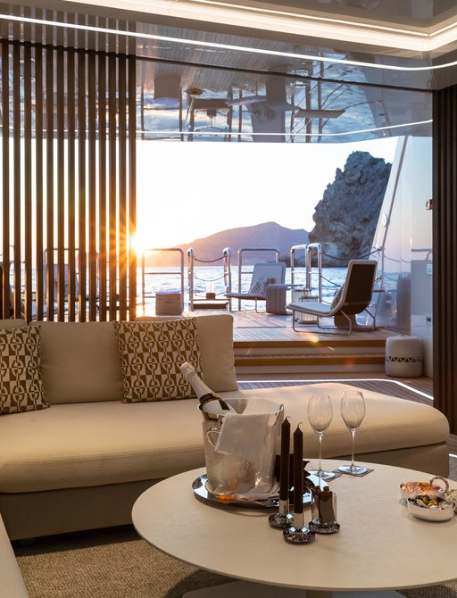 Beach club area onboard charter yacht ARTISAN