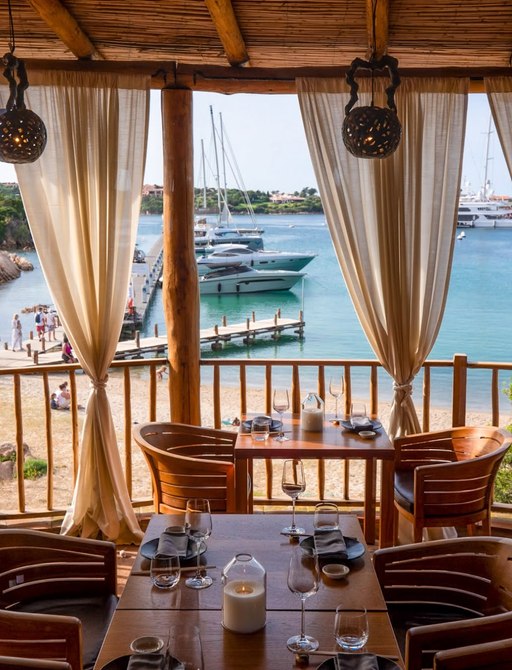 Dining table and sea view at Novikov