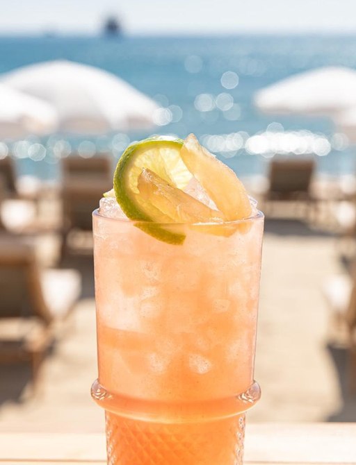 La Serena cocktail with view of beach