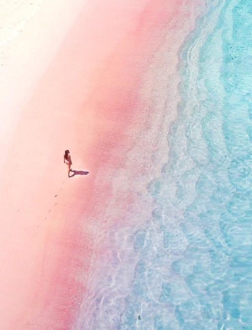 Pink sand beach on Eluethera Island, Bahamas