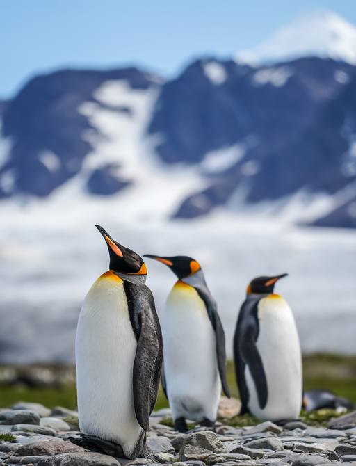 king penguins on shingle on South Georgia Island