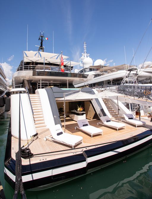 Superyacht beach club and swim platform