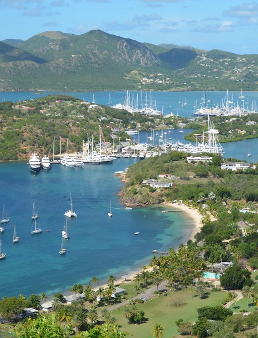 yachts moored in Antigua, Caribbean