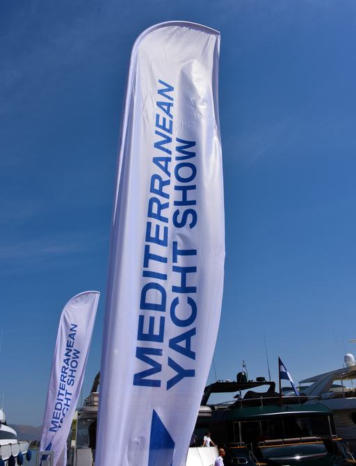 Flag at the Mediterranean Yacht Show in Greece