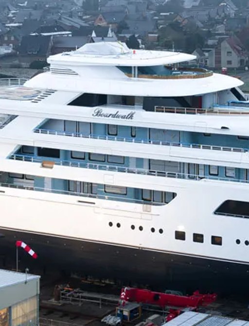 Superyacht BOARDWALK nameplate close up