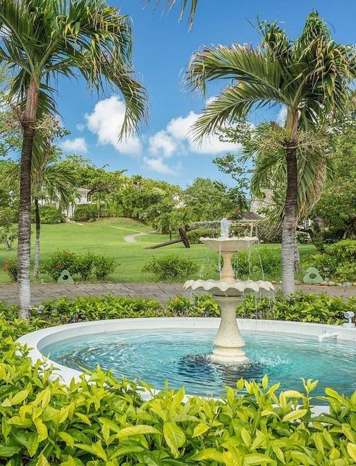fountain at the Cotton house spa in Mustique