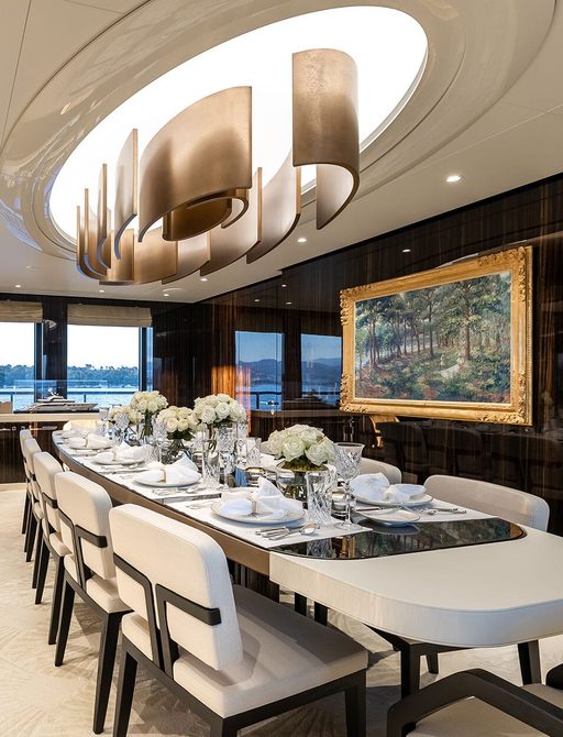 Formal dining on board charter yacht SOARING
