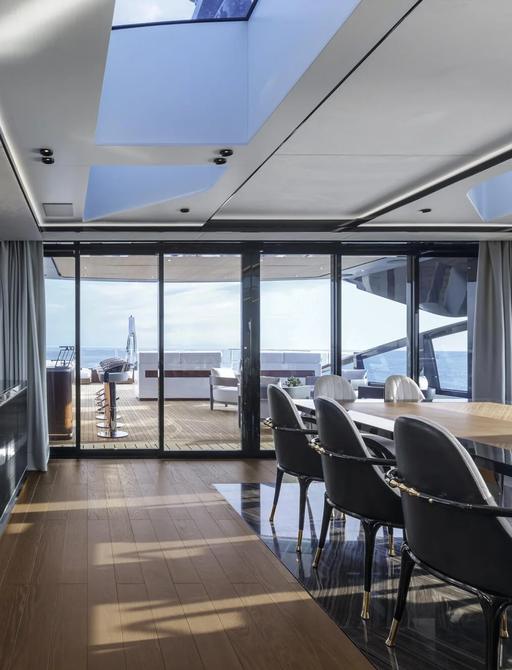 Charter yacht SHE'S A 10 TOO interior dining area