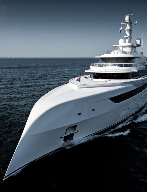 Reverse bow on luxury yacht EXCELLENCE