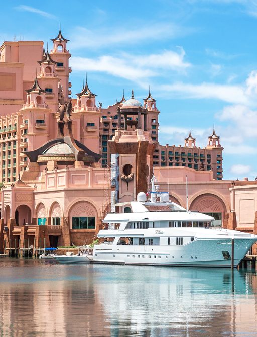 Atlantis, Nassau in the Bahamas with a yacht