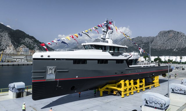 53-meter yacht BAD COMPANY SUPPORT hits the water for the first time