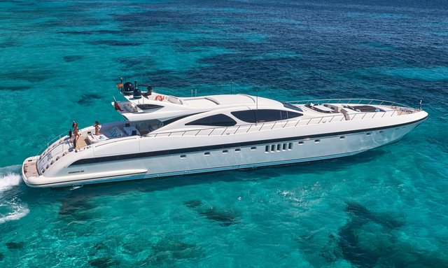 Charter the Balearics with 20% discounts onboard Overmarine yacht charter MRS GREY