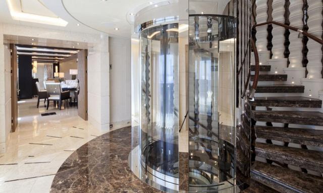 Show-stopping glass elevator  on Tranquility