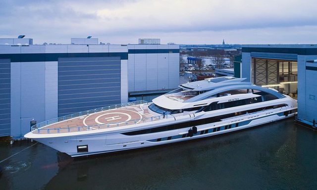 Heesen yacht GALACTICA leaves Oss shed in the Netherlands