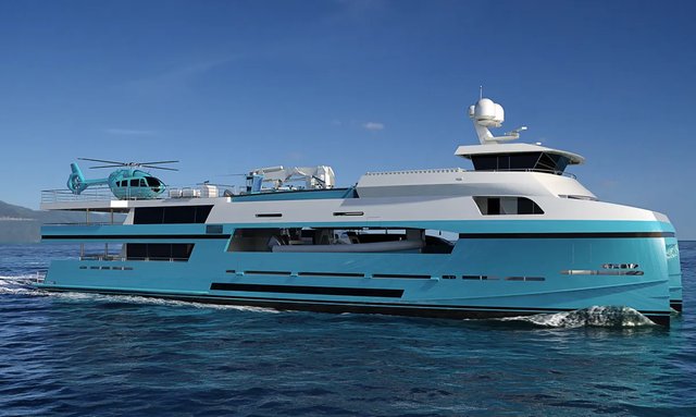 48m support vessel MY BRO for legendary 73m charter yacht AXIOMA under construction