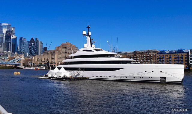 Newly Delivered Lürssen Superyacht ODISEA Drops Anchor by London's Tower Bridge 