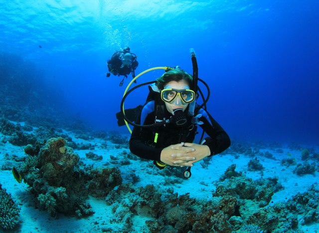 woman diving in the Mediterranean 
