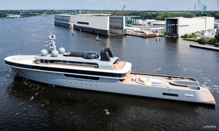Project COSMOS Launched: Game-changing 114M Lürssen Fuel-Cell Superyacht Departs Rendsburg Shipyard