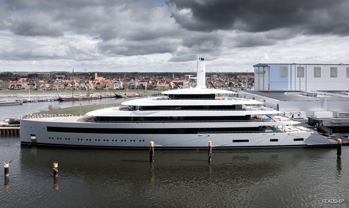 101M Feadship Superyacht MOONRISE unveiled in Makkum ahead of sea trials