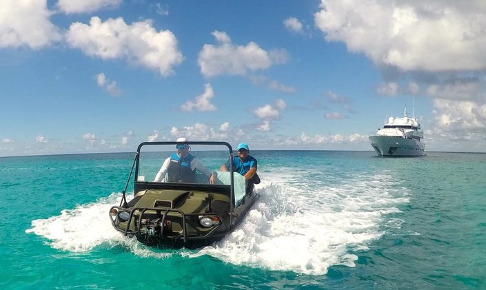 Charter M/Y MIRAGGIO and go anywhere with amphibious ATV