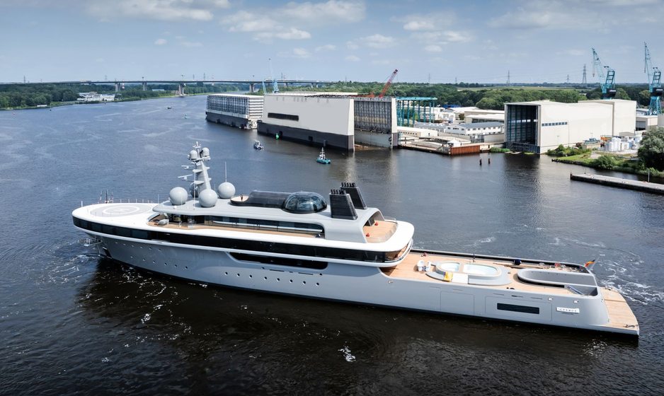 Project COSMOS Launched: Game-changing 114M Lürssen Fuel-Cell Superyacht Departs Rendsburg Shipyard